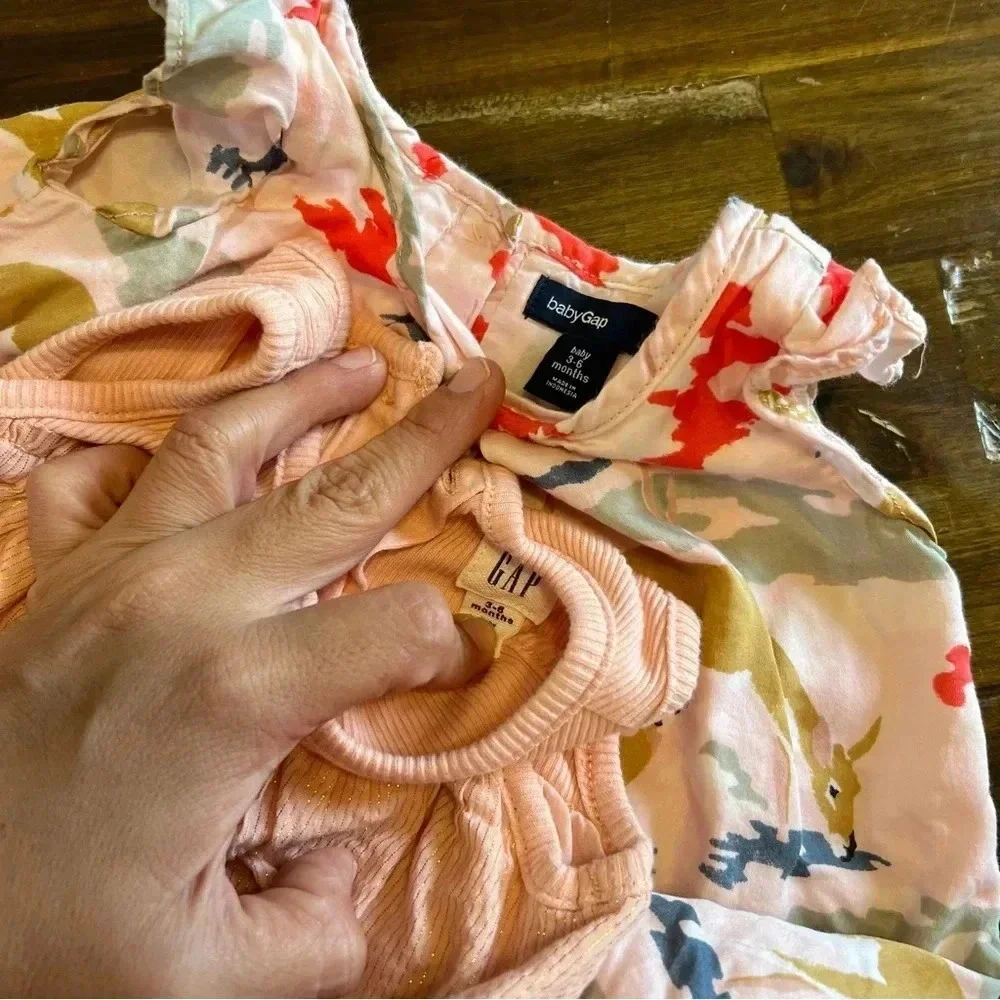 Gabp Baby Dress Bundle Pink Doe Deer Woods Ruffle Glitter stripe 3-6 months